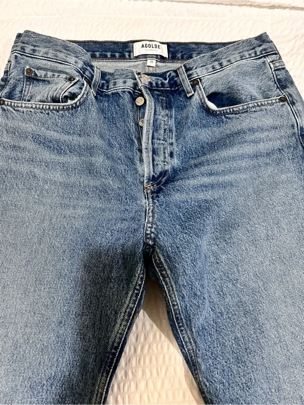 AGOLDE Carrie Long Length Cut Off Shorts SIZE:28